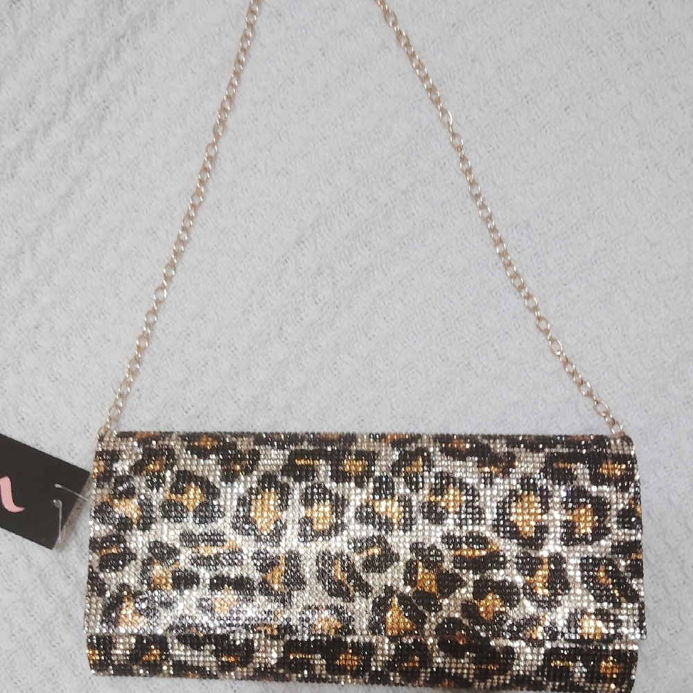 Leopard Print Sequin Clutch